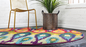 Multicolor 8' x 8' Estrella Round Area Rug 100% Polypropylene Non-Shedding Stain Resistant Carpet Colorful Modern Abstract Design Easy Clean for Home Decor for Sale at Rug Engine