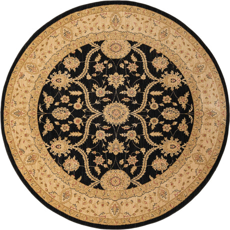 Black 8' x 8' Edinburgh Round Area Rug 100% Polypropylene Easy Clean With Cotton Backing Traditional Classic Design Carpet for Living, Dining Room, Office for Sale at Rug Engine