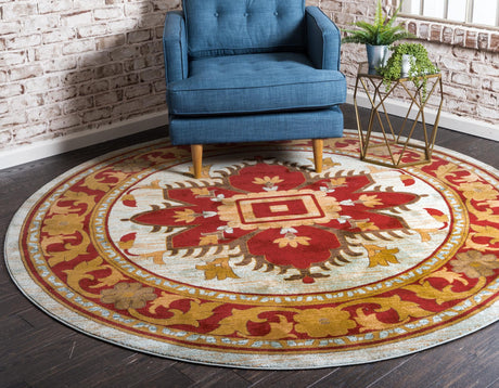Light Blue 6' 1 x 6' 1 Sahand Round Area Rug Affordable Easy Clean Traditional Design Durable Carpet for Home Interior Design Living Room Dining Office for Sale at Rug Engine