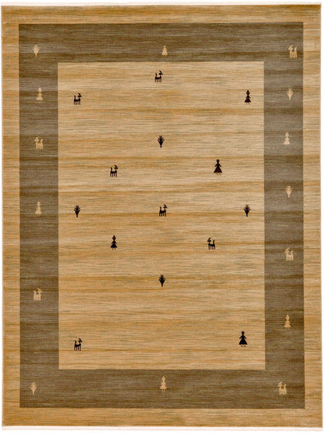 Tan 9' x 12' 2 Fars Rectangle Area Rug 100% Polypropylene Unique Traditional Carpet for Classical Living, Dining Room & Office Spaces for Sale at Rug Engine