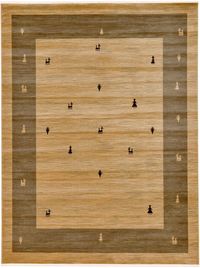 Tan 9' x 12' 2 Fars Rectangle Area Rug 100% Polypropylene Unique Traditional Carpet for Classical Living, Dining Room & Office Spaces for Sale at Rug Engine