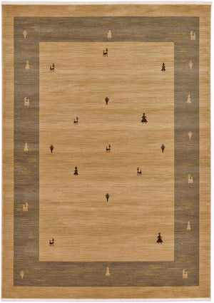 Tan 7' 1 x 10' Fars Rectangle Area Rug 100% Polypropylene Unique Traditional Carpet for Classical Living, Dining Room & Office Spaces for Sale at Rug Engine