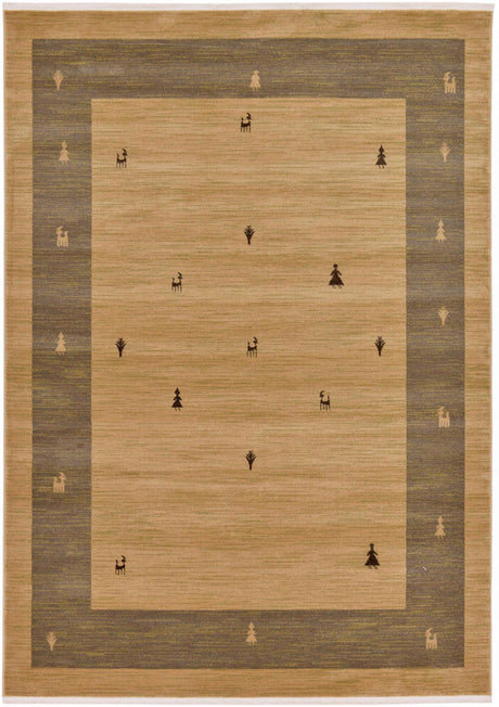 Tan 7' 1 x 10' Fars Rectangle Area Rug 100% Polypropylene Unique Traditional Carpet for Classical Living, Dining Room & Office Spaces for Sale at Rug Engine