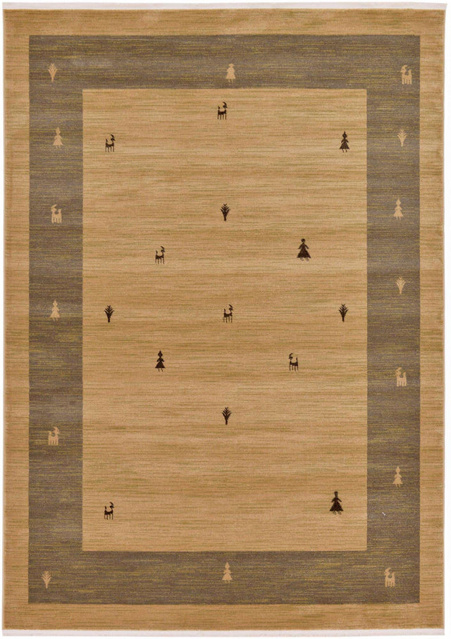 Tan 7' 1 x 10' Fars Rectangle Area Rug 100% Polypropylene Unique Traditional Carpet for Classical Living, Dining Room & Office Spaces for Sale at Rug Engine