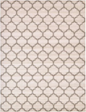 Beige and Light Brown 10' x 13' 1 Trellis Rectangle Area Rug