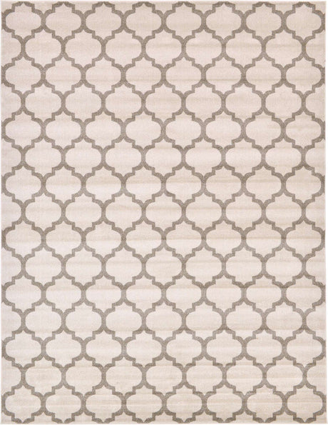 Beige and Light Brown 10' x 13' 1 Trellis Rectangle Area Rug