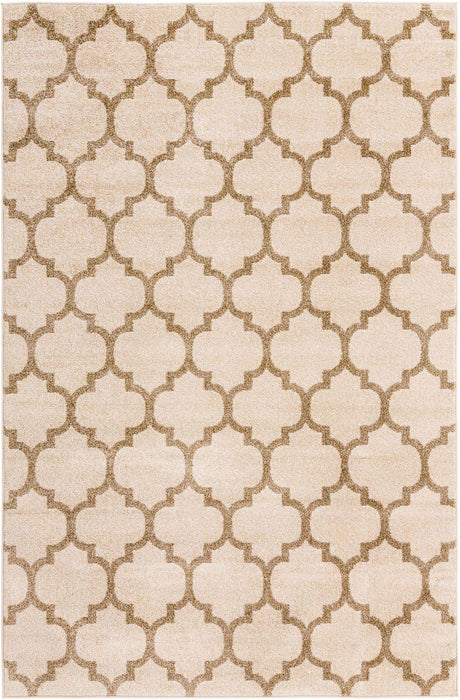 Beige and Light Brown 6' 1 x 9' Trellis Rectangle Area Rug