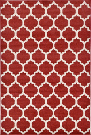 Dark Terracotta 6' 1 x 9' Trellis Rectangle Rug