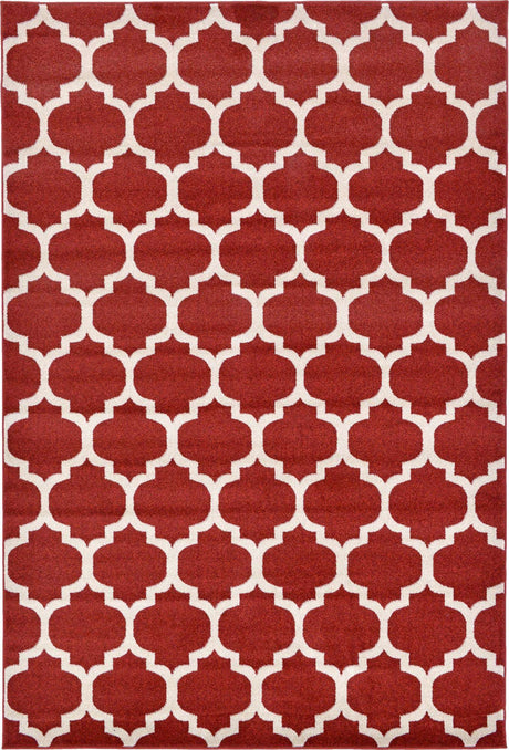 Dark Terracotta 6' 1 x 9' Trellis Rectangle Area Rug