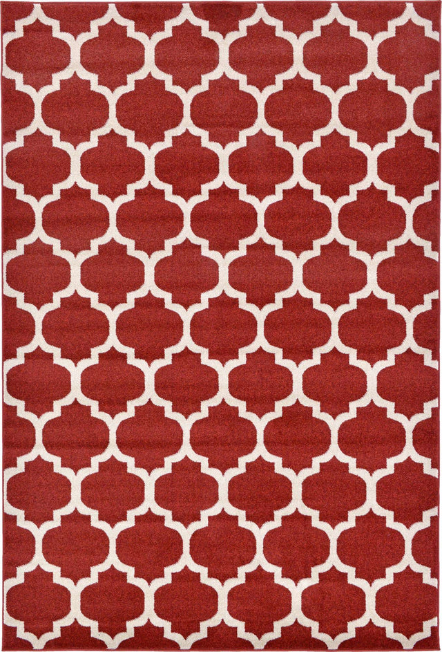 Dark Terracotta 6' 1 x 9' Trellis Rectangle Rug