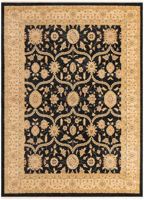 Black 9' x 12' Edinburgh Rectangle Area Rug 100% Polypropylene Easy Clean With Cotton Backing Traditional Classic Design Carpet for Living, Dining Room, Office for Sale at Rug Engine