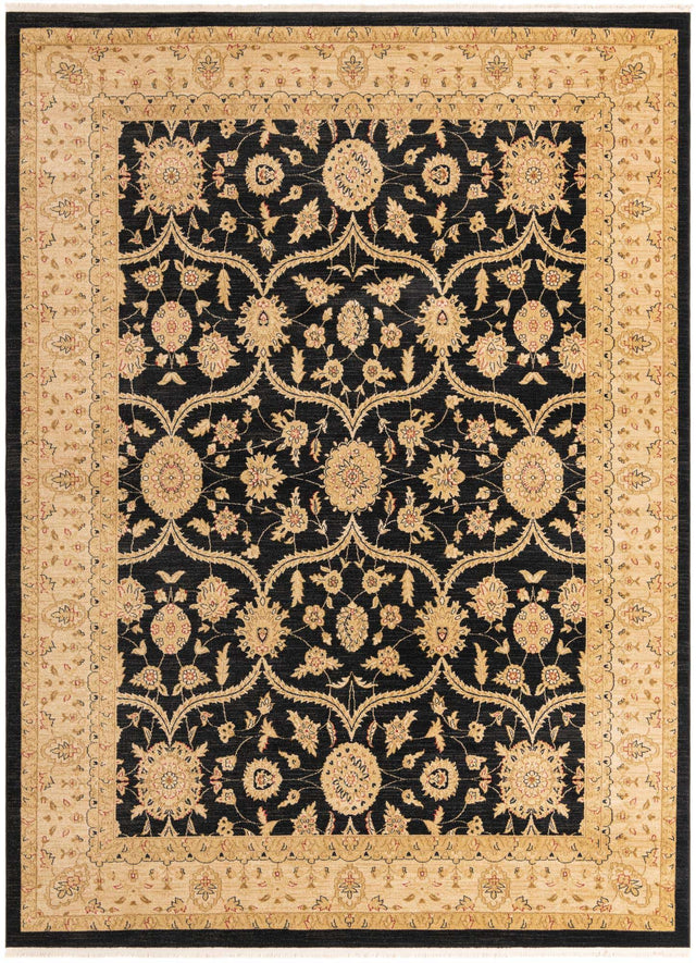 Black 9' x 12' Edinburgh Rectangle Area Rug 100% Polypropylene Easy Clean With Cotton Backing Traditional Classic Design Carpet for Living, Dining Room, Office for Sale at Rug Engine