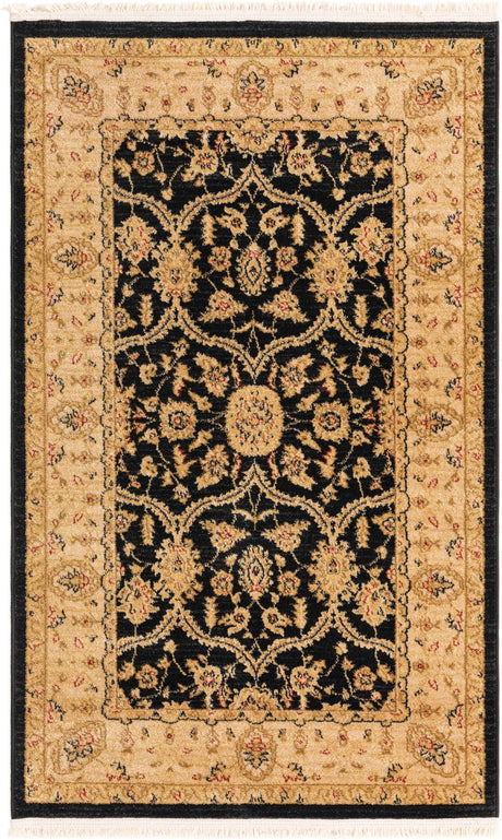 Black 3' 1 x 5' 3 Edinburgh Rectangle Area Rug 100% Polypropylene Easy Clean With Cotton Backing Traditional Classic Design Carpet for Living, Dining Room, Office for Sale at Rug Engine