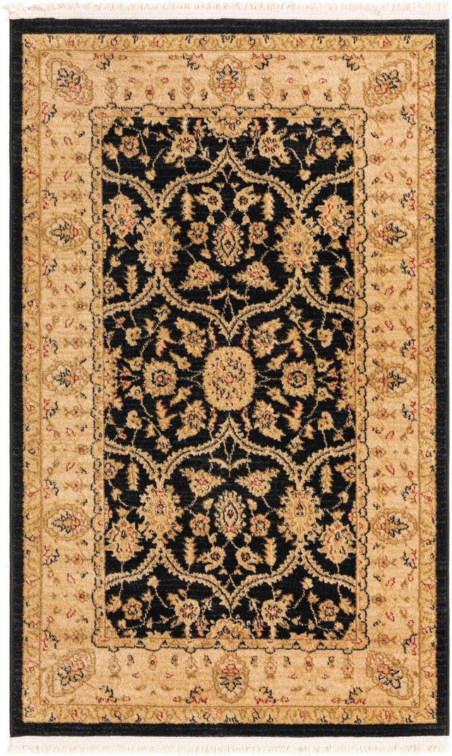 Black 3' 1 x 5' 3 Edinburgh Rectangle Area Rug 100% Polypropylene Easy Clean With Cotton Backing Traditional Classic Design Carpet for Living, Dining Room, Office for Sale at Rug Engine