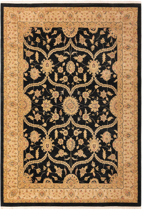 Black 7' 1 x 10' Edinburgh Rectangle Area Rug 100% Polypropylene Easy Clean With Cotton Backing Traditional Classic Design Carpet for Living, Dining Room, Office for Sale at Rug Engine