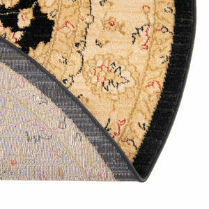 Black 8' x 8' Edinburgh Round Area Rug 100% Polypropylene Easy Clean With Cotton Backing Traditional Classic Design Carpet for Living, Dining Room, Office for Sale at Rug Engine