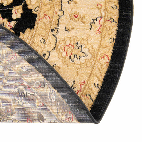 Black 8' x 8' Edinburgh Round Area Rug 100% Polypropylene Easy Clean With Cotton Backing Traditional Classic Design Carpet for Living, Dining Room, Office for Sale at Rug Engine