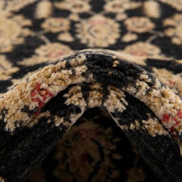 Black 8' x 8' Edinburgh Round Area Rug 100% Polypropylene Easy Clean With Cotton Backing Traditional Classic Design Carpet for Living, Dining Room, Office for Sale at Rug Engine