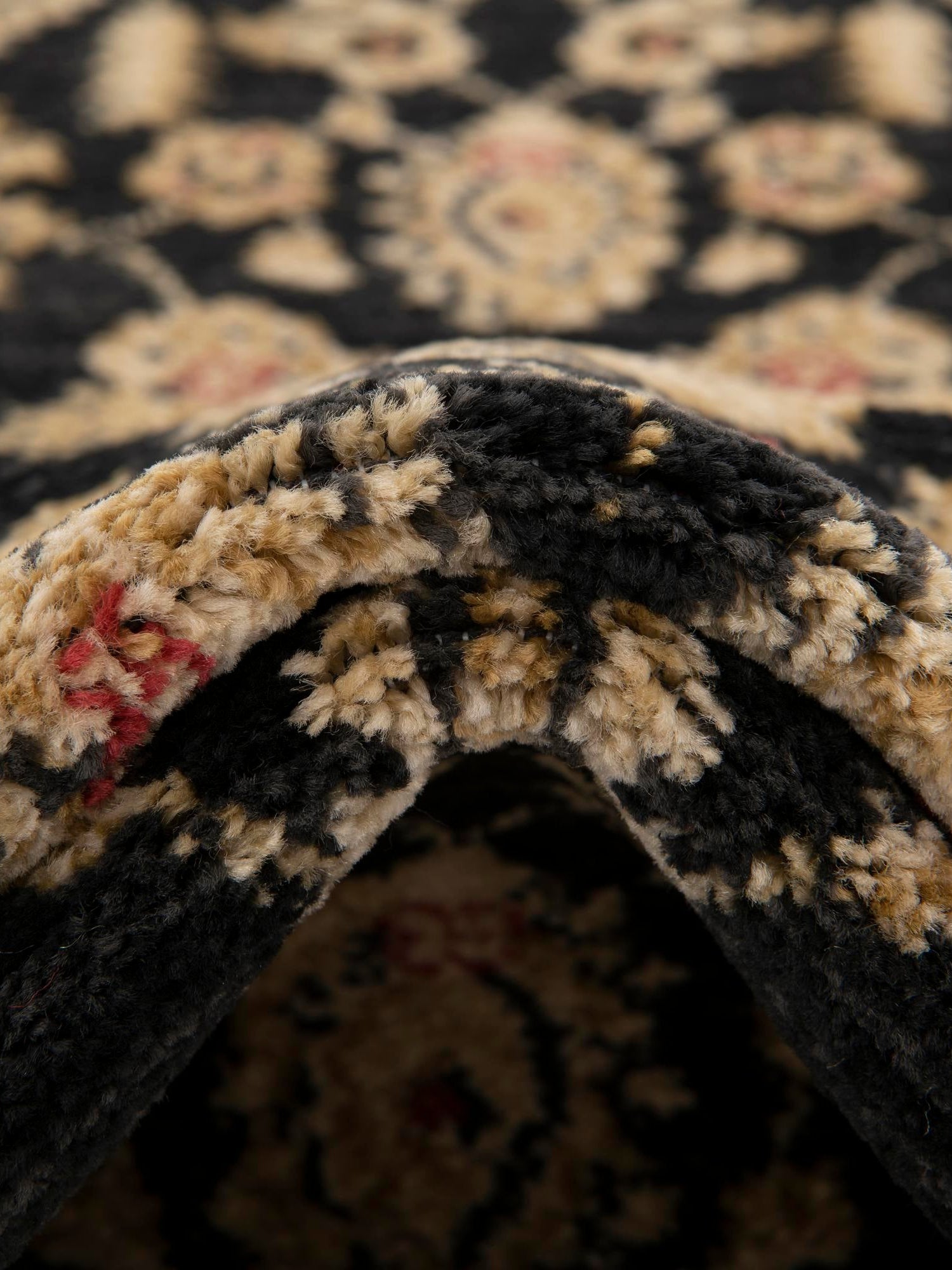 Black 6' 1 x 6' 1 Edinburgh Round Area Rug 100% Polypropylene Easy Clean With Cotton Backing Traditional Classic Design Carpet for Living, Dining Room, Office for Sale at Rug Engine