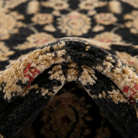 Black 6' 1 x 6' 1 Edinburgh Round Area Rug 100% Polypropylene Easy Clean With Cotton Backing Traditional Classic Design Carpet for Living, Dining Room, Office for Sale at Rug Engine