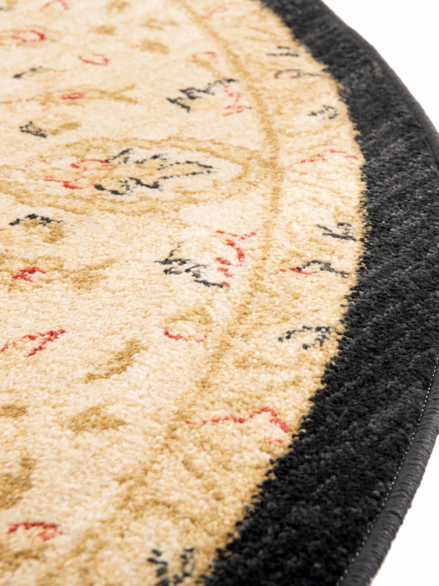 Black 6' 1 x 6' 1 Edinburgh Round Area Rug 100% Polypropylene Easy Clean With Cotton Backing Traditional Classic Design Carpet for Living, Dining Room, Office for Sale at Rug Engine