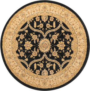 Black 6' 1 x 6' 1 Edinburgh Round Area Rug 100% Polypropylene Easy Clean With Cotton Backing Traditional Classic Design Carpet for Living, Dining Room, Office for Sale at Rug Engine