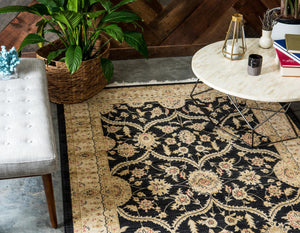 Black 10' 6 x 16' 5 Edinburgh Rectangle Area Rug 100% Polypropylene Easy Clean With Cotton Backing Traditional Classic Design Carpet for Living, Dining Room, Office for Sale at Rug Engine