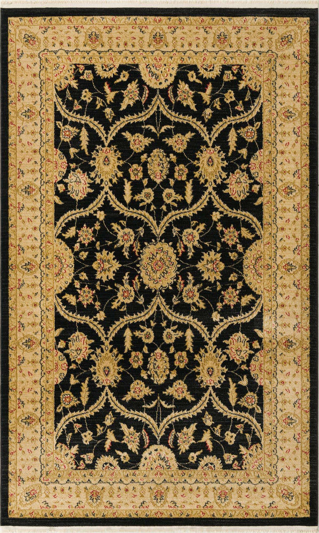 Black 5' 1 x 8' Edinburgh Rectangle Area Rug 100% Polypropylene Easy Clean With Cotton Backing Traditional Classic Design Carpet for Living, Dining Room, Office for Sale at Rug Engine