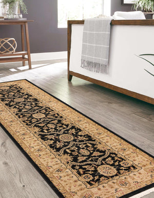Black 2' 7 x 10' Edinburgh Runner Area Rug 100% Polypropylene Easy Clean With Cotton Backing Traditional Classic Design Carpet for Living, Dining Room, Office for Sale at Rug Engine