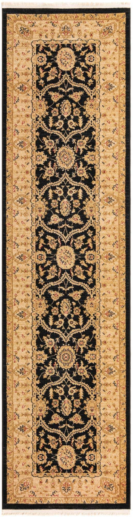 Black 2' 7 x 10' Edinburgh Runner Area Rug 100% Polypropylene Easy Clean With Cotton Backing Traditional Classic Design Carpet for Living, Dining Room, Office for Sale at Rug Engine