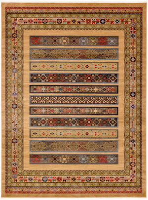 Tan 9' x 12' Fars Rectangle Area Rug 100% Polypropylene Unique Traditional Carpet for Classical Living, Dining Room & Office Spaces for Sale at Rug Engine