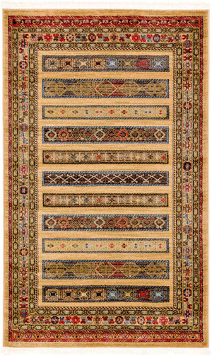 Tan 3' 1 x 5' 3 Fars Rectangle Area Rug 100% Polypropylene Unique Traditional Carpet for Classical Living, Dining Room & Office Spaces for Sale at Rug Engine