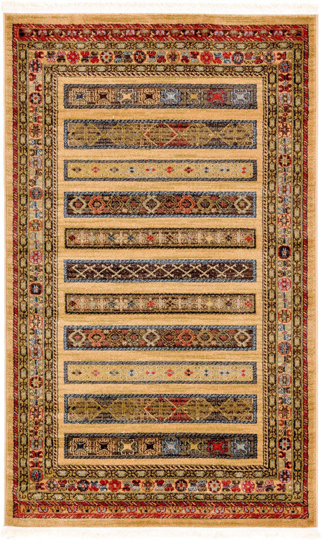 Tan 3' 1 x 5' 3 Fars Rectangle Area Rug 100% Polypropylene Unique Traditional Carpet for Classical Living, Dining Room & Office Spaces for Sale at Rug Engine