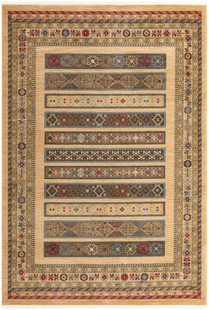 Tan 7' 1 x 10' Fars Rectangle Area Rug 100% Polypropylene Unique Traditional Carpet for Classical Living, Dining Room & Office Spaces for Sale at Rug Engine