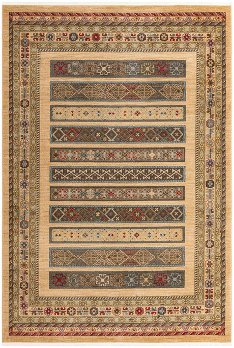 Tan 7' 1 x 10' Fars Rectangle Area Rug 100% Polypropylene Unique Traditional Carpet for Classical Living, Dining Room & Office Spaces for Sale at Rug Engine