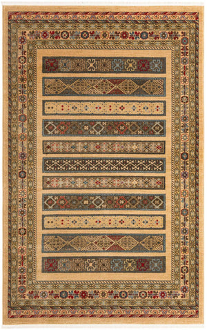 Tan 5' 1 x 8' Fars Rectangle Area Rug 100% Polypropylene Unique Traditional Carpet for Classical Living, Dining Room & Office Spaces for Sale at Rug Engine