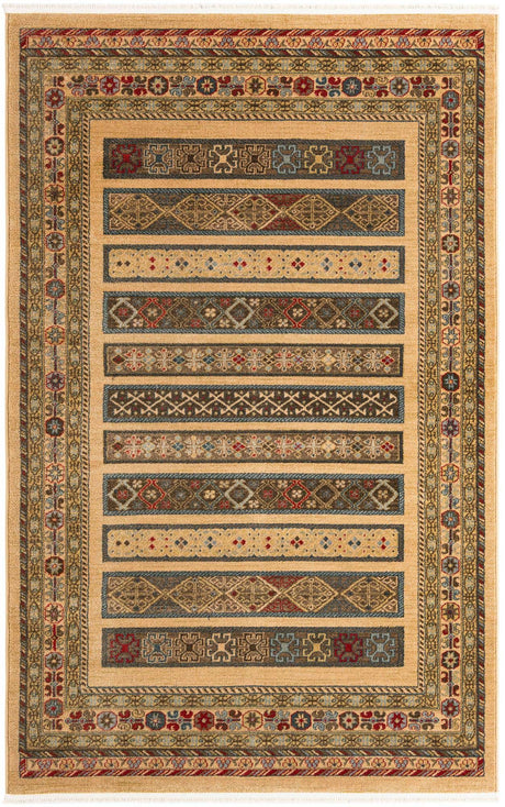 Tan 5' 1 x 8' Fars Rectangle Area Rug 100% Polypropylene Unique Traditional Carpet for Classical Living, Dining Room & Office Spaces for Sale at Rug Engine