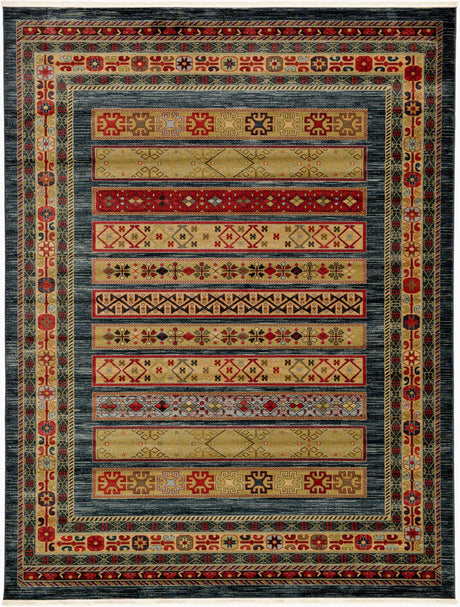 Blue 9' x 12' Fars Rectangle Area Rug 100% Polypropylene Unique Traditional Carpet for Classical Living, Dining Room & Office Spaces for Sale at Rug Engine