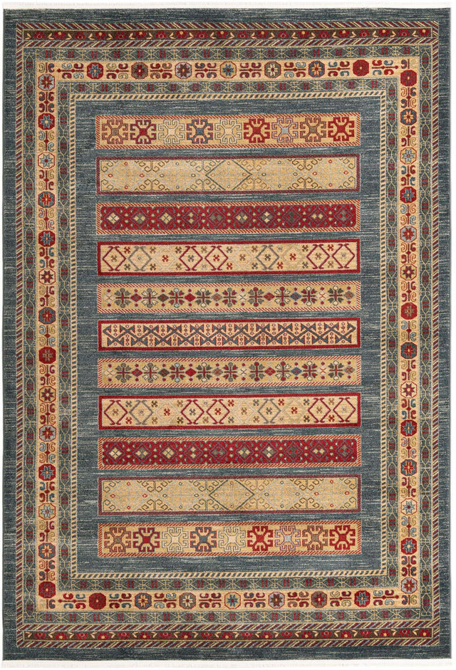 Blue 7' 1 x 10' Fars Rectangle Area Rug 100% Polypropylene Unique Traditional Carpet for Classical Living, Dining Room & Office Spaces for Sale at Rug Engine