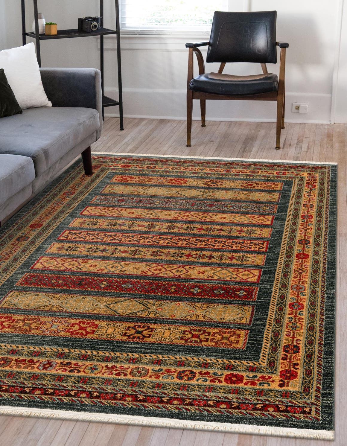 Blue 8' x 11' Fars Rectangle Area Rug 100% Polypropylene Unique Traditional Carpet for Classical Living, Dining Room & Office Spaces for Sale at Rug Engine