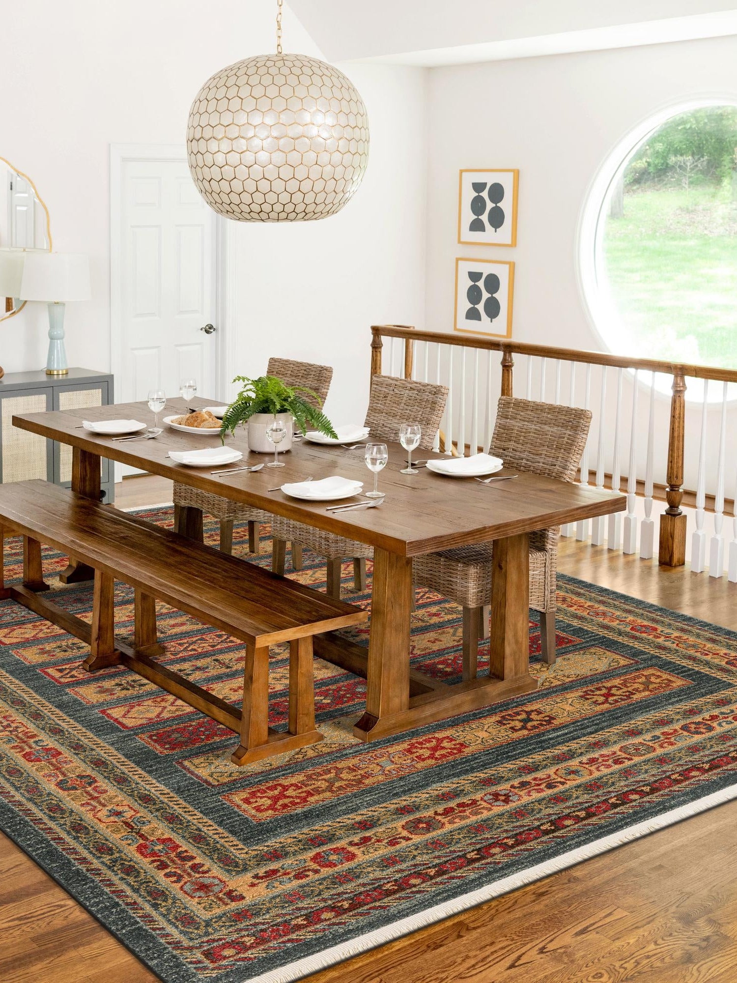 Blue 10' x 13' 1 Fars Rectangle Area Rug 100% Polypropylene Unique Traditional Carpet for Classical Living, Dining Room & Office Spaces for Sale at Rug Engine