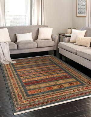 Blue 4' 1 x 6' 1 Fars Rectangle Area Rug 100% Polypropylene Unique Traditional Carpet for Classical Living, Dining Room & Office Spaces for Sale at Rug Engine