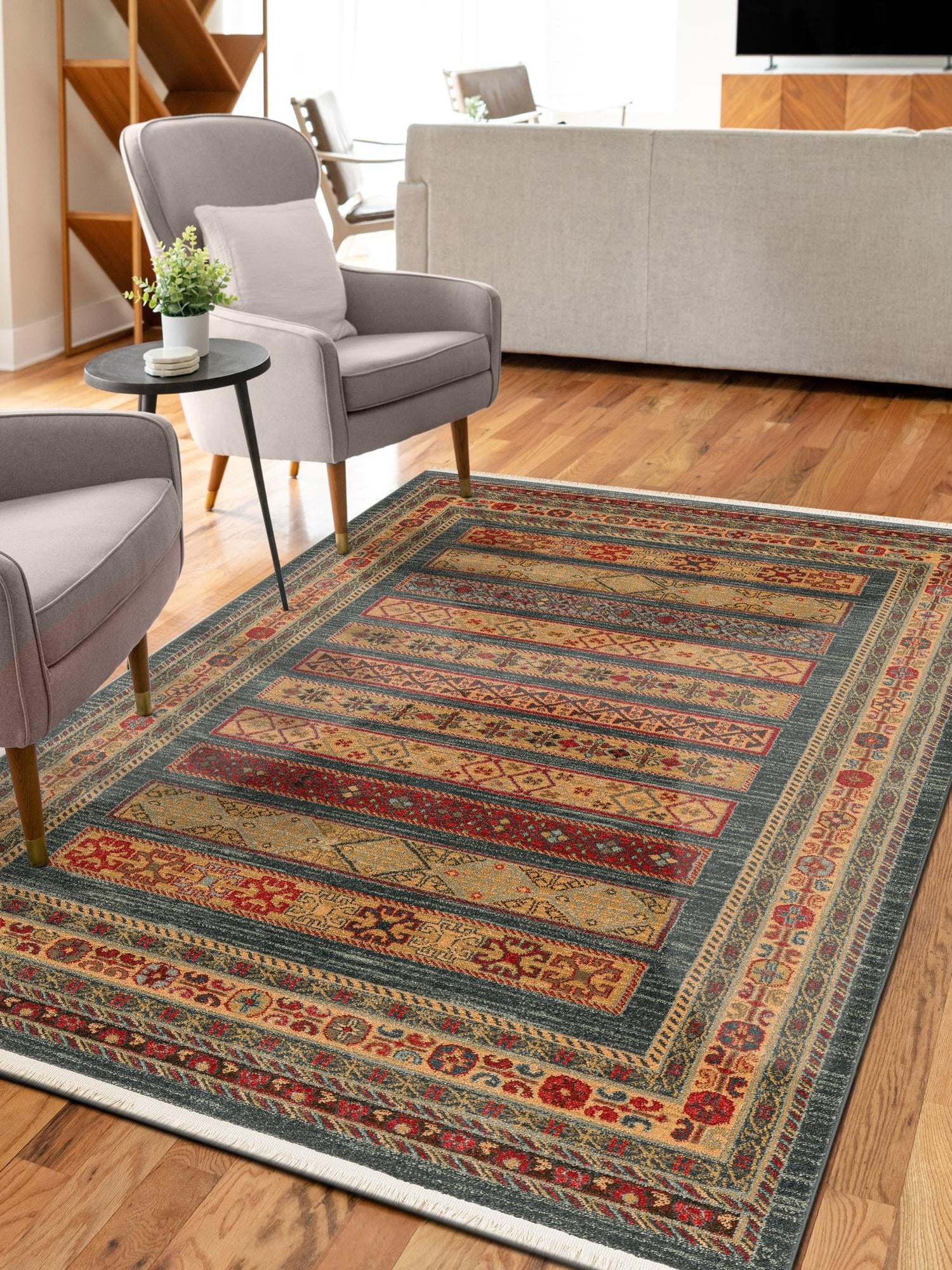 Blue 8' x 10' Fars Rectangle Area Rug 100% Polypropylene Unique Traditional Carpet for Classical Living, Dining Room & Office Spaces for Sale at Rug Engine