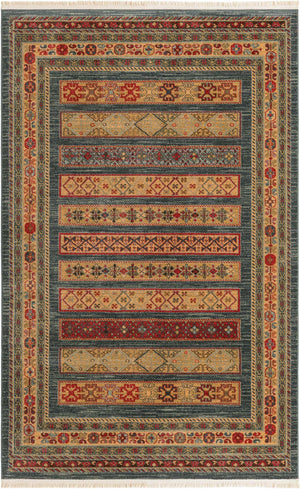 Blue 5' 1 x 8' Fars Rectangle Area Rug 100% Polypropylene Unique Traditional Carpet for Classical Living, Dining Room & Office Spaces for Sale at Rug Engine