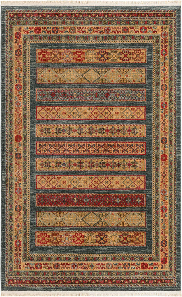 Blue 5' 1 x 8' Fars Rectangle Area Rug 100% Polypropylene Unique Traditional Carpet for Classical Living, Dining Room & Office Spaces for Sale at Rug Engine
