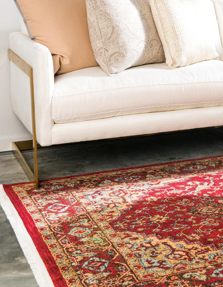 Red 5' 1 x 8' Sahand Rectangle Area Rug Affordable Easy Clean Traditional Design Durable Carpet for Home Interior Design Living Room Dining Office for Sale at Rug Engine