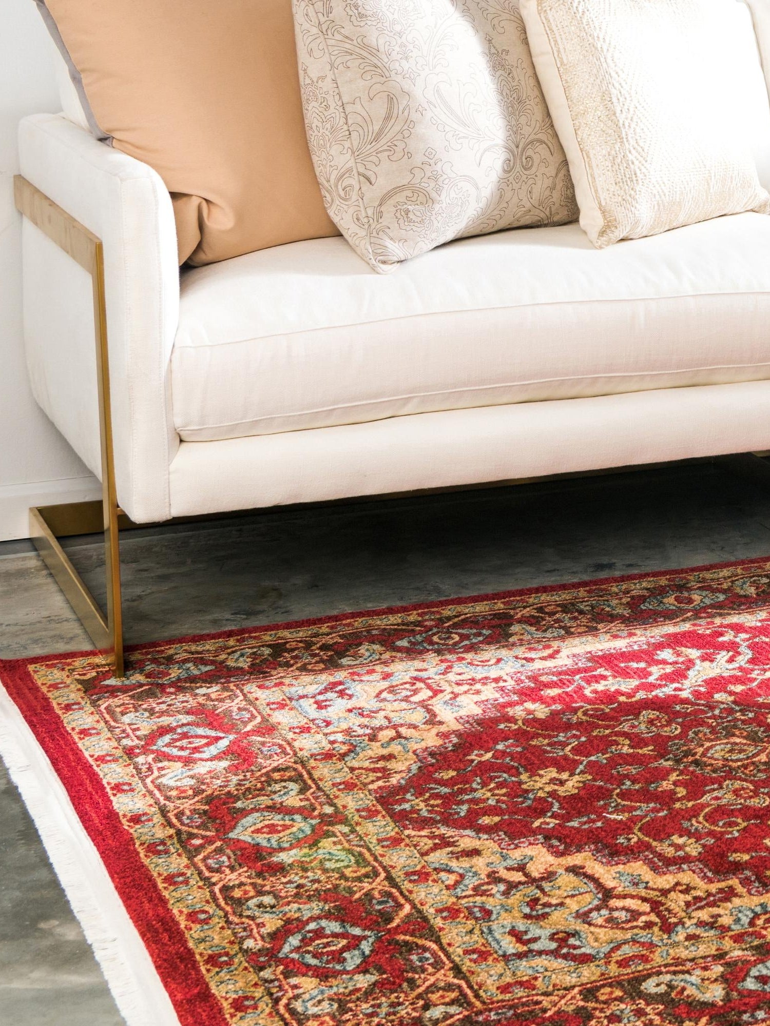 Red 7' 1 x 10' Sahand Rectangle Area Rug Affordable Easy Clean Traditional Design Durable Carpet for Home Interior Design Living Room Dining Office for Sale at Rug Engine