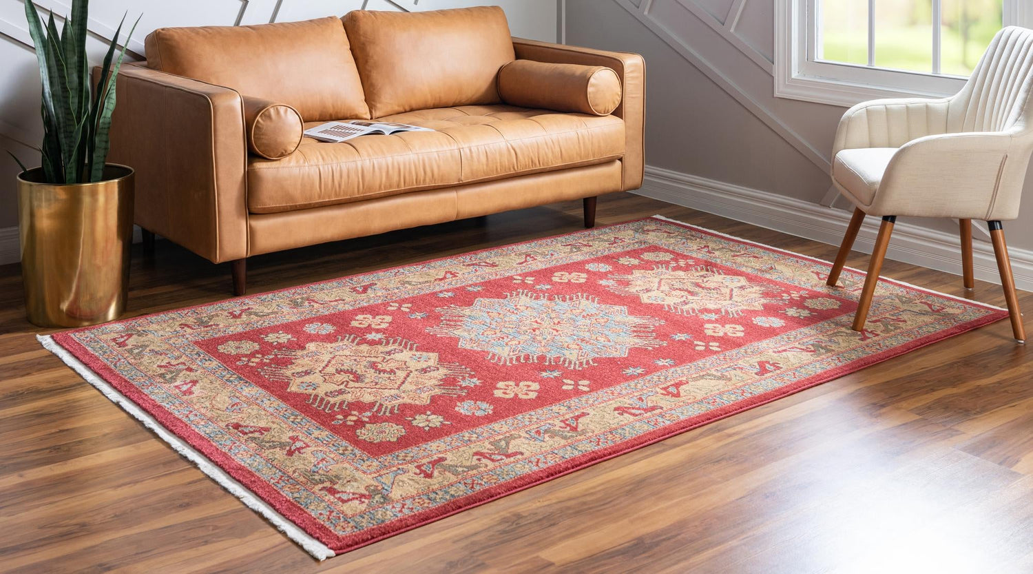 Red 5' 1 x 8' Sahand Rectangle Area Rug