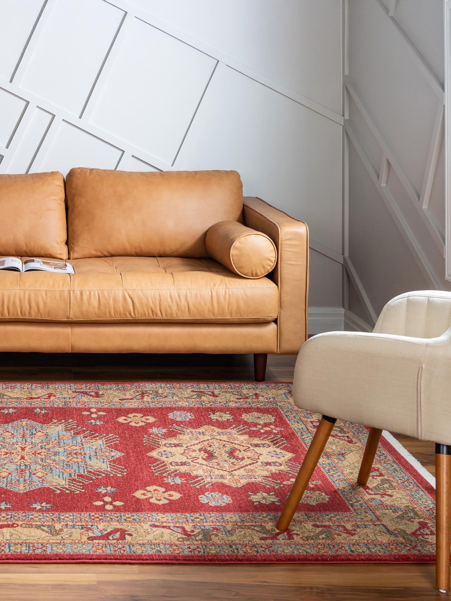 Red 5' 1 x 8' Sahand Rectangle Area Rug