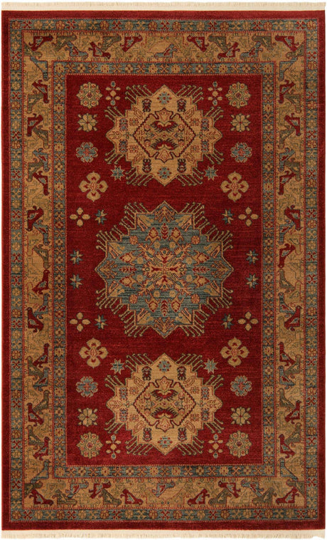 Red 5' 1 x 8' Sahand Rectangle Area Rug Affordable Easy Clean Traditional Design Durable Carpet for Home Interior Design Living Room Dining Office for Sale at Rug Engine